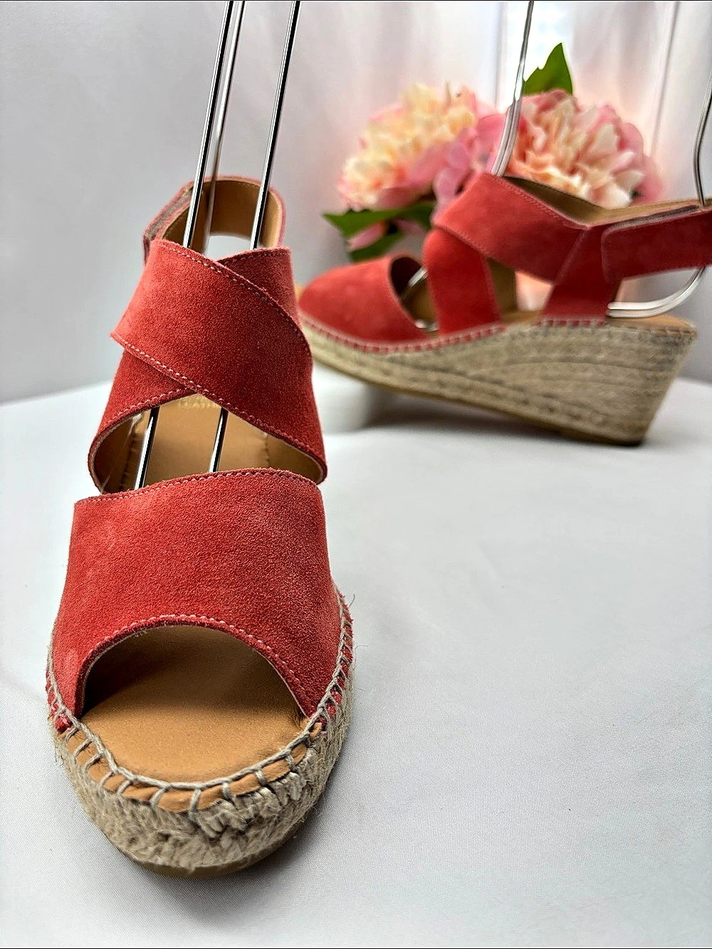 GAIMO Mare Leather Espadrille Wedge Sandals Red & Cream US 9.5 #766